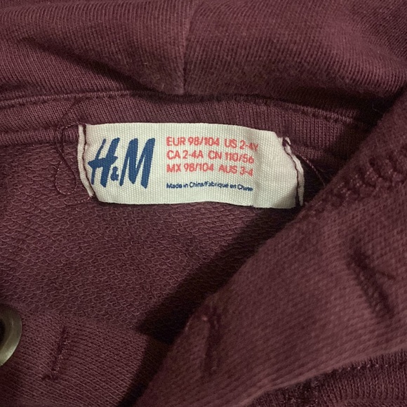 H&M Boys Maroon Hoodie Sweatshirt - Picture 3 of 3